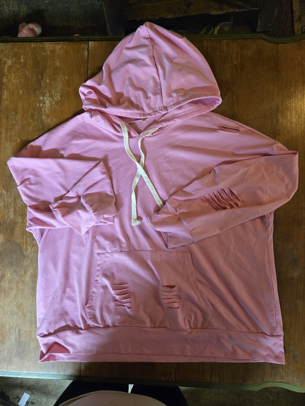 Women's Pink Hooded Pullover Sweatshirt